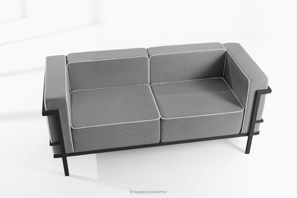 TRIGLO Nowoczesna sofa ogrodowa 2 na metalowych nóżkach ciemny szary/czarny/biały ciemny szary/czarny/biały - zdjęcie 1