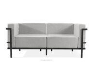 Nowoczesna sofa ogrodowa 2 na metalowych nóżkach ciemny szary/ciemny szary/biały