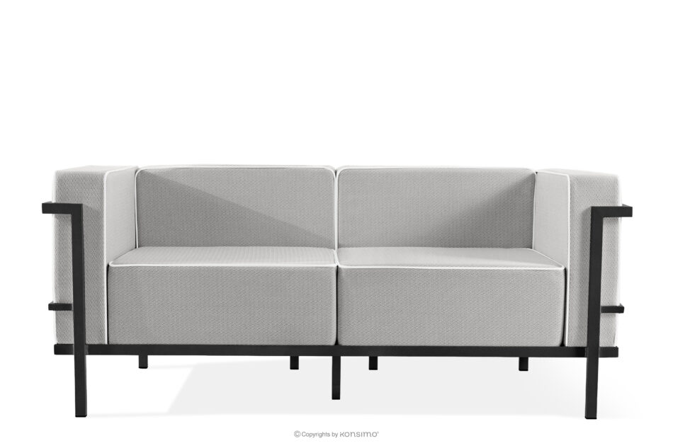 TRIGLO Nowoczesna sofa ogrodowa 2 na metalowych nóżkach ciemny szary/ciemny szary/biały ciemny szary/ciemny szary/biały - zdjęcie 0