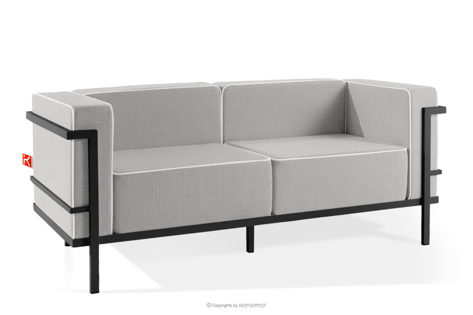 TRIGLO Nowoczesna sofa ogrodowa 2 na metalowych nóżkach ciemny szary/ciemny szary/biały ciemny szary/ciemny szary/biały - zdjęcie 2