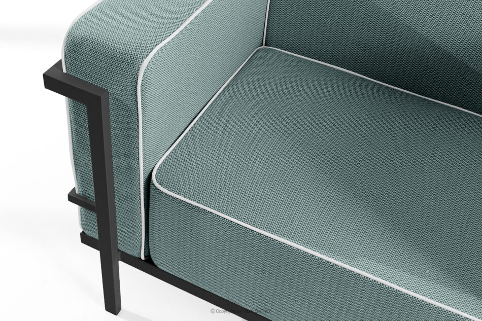 TRIGLO Nowoczesna sofa ogrodowa 2 na metalowych nóżkach ciemny szary/ciemny zielony/biały ciemny szary/ciemny zielony/biały - zdjęcie 4