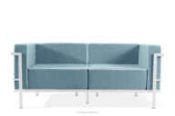 Nowoczesna sofa ogrodowa 2 na metalowych nóżkach biały/morski/biały