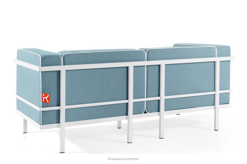 TRIGLO Nowoczesna sofa ogrodowa 2 na metalowych nóżkach biały/morski/biały biały/morski/biały - zdjęcie 3