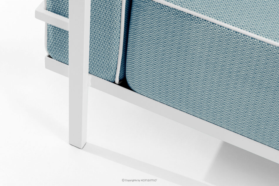 TRIGLO Nowoczesna sofa ogrodowa 2 na metalowych nóżkach biały/morski/biały biały/morski/biały - zdjęcie 6