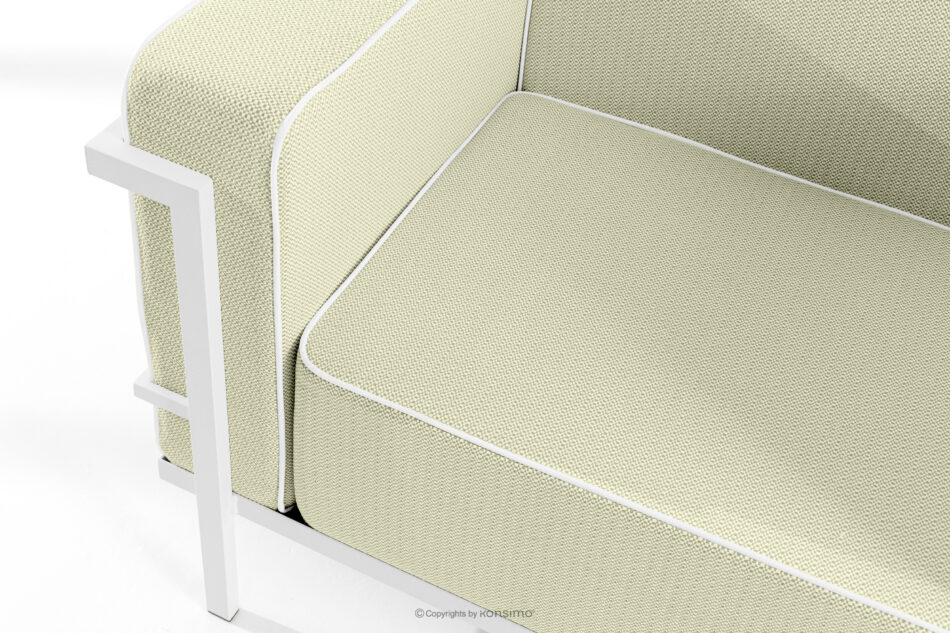 TRIGLO Nowoczesna sofa ogrodowa 2 na metalowych nóżkach biały/jasny zielony/biały biały/jasny zielony/biały - zdjęcie 4