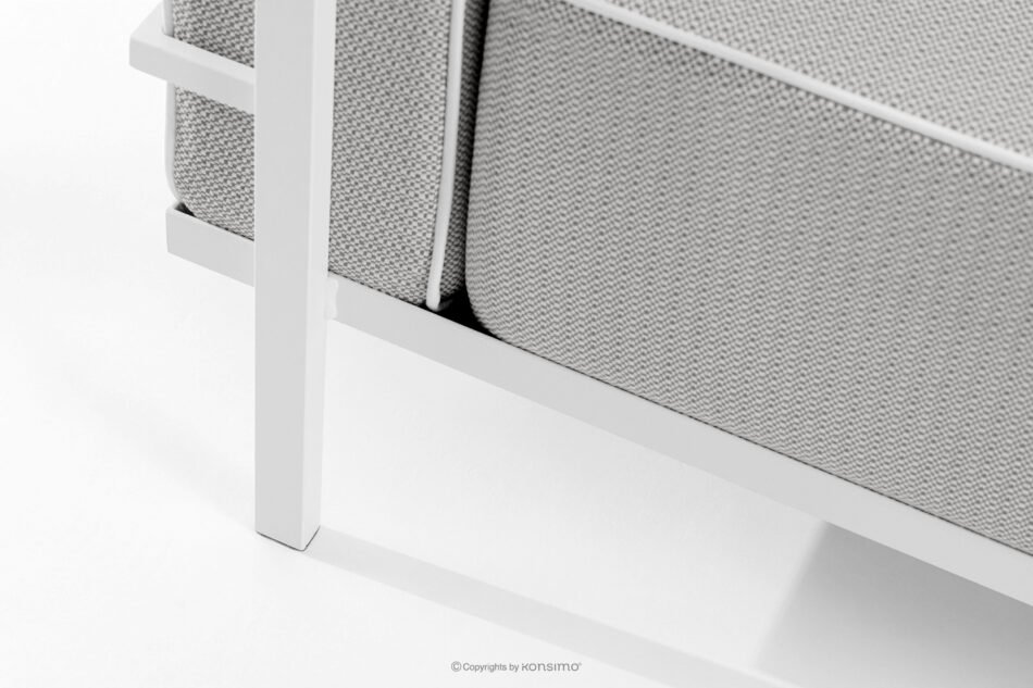 TRIGLO Nowoczesna sofa ogrodowa 2 na metalowych nóżkach biały/ciemny szary/biały biały/ciemny szary/biały - zdjęcie 6