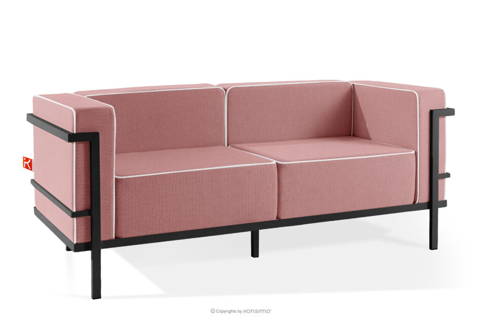 TRIGLO Nowoczesna sofa ogrodowa 2 na metalowych nóżkach ciemny szary/czerwony/biały ciemny szary/czerwony/biały - zdjęcie 2