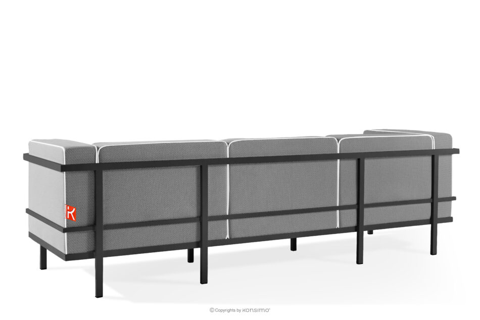 TRIGLO Nowoczesna sofa ogrodowa 3 na metalowych nóżkach ciemny szary/czarny/biały ciemny szary/czarny/biały - zdjęcie 3