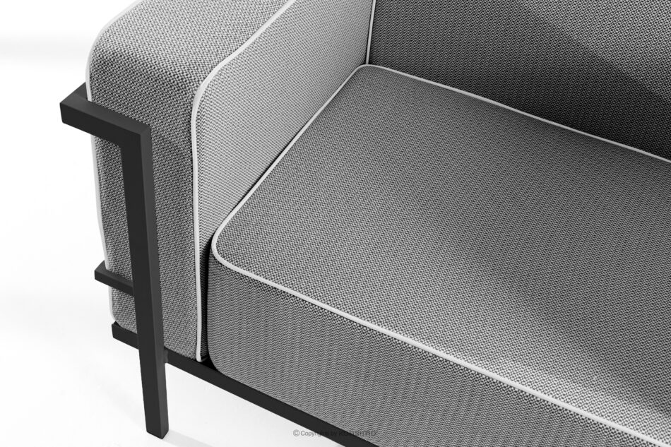 TRIGLO Nowoczesna sofa ogrodowa 3 na metalowych nóżkach ciemny szary/czarny/biały ciemny szary/czarny/biały - zdjęcie 4