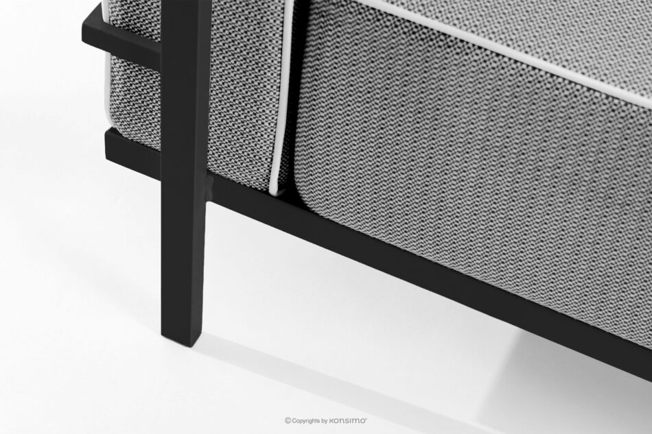 TRIGLO Nowoczesna sofa ogrodowa 3 na metalowych nóżkach ciemny szary/czarny/biały ciemny szary/czarny/biały - zdjęcie 6