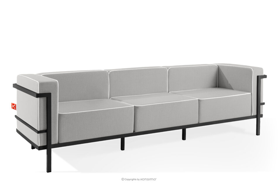 TRIGLO Nowoczesna sofa ogrodowa 3 na metalowych nóżkach ciemny szary/ciemny szary/biały ciemny szary/ciemny szary/biały - zdjęcie 2