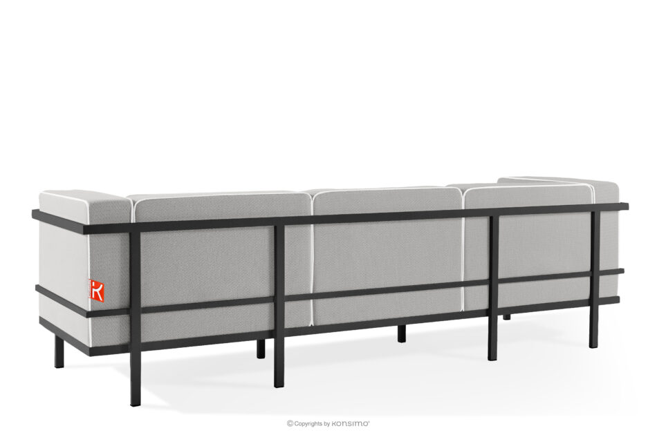 TRIGLO Nowoczesna sofa ogrodowa 3 na metalowych nóżkach ciemny szary/ciemny szary/biały ciemny szary/ciemny szary/biały - zdjęcie 3