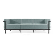 Nowoczesna sofa ogrodowa 3 na metalowych nóżkach ciemny szary/ciemny zielony/biały
