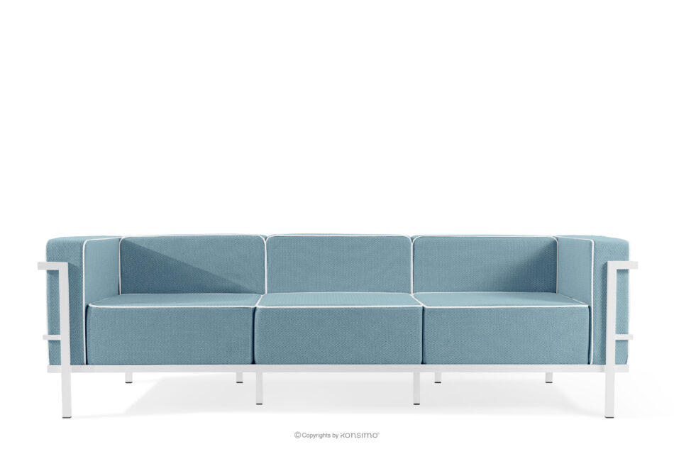 TRIGLO Nowoczesna sofa ogrodowa 3 na metalowych nóżkach biały/morski/biały biały/morski/biały - zdjęcie 0