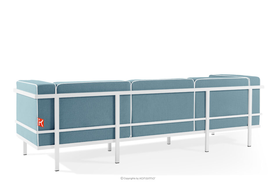 TRIGLO Nowoczesna sofa ogrodowa 3 na metalowych nóżkach biały/morski/biały biały/morski/biały - zdjęcie 3