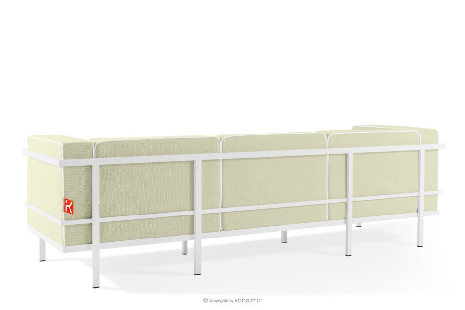 TRIGLO Nowoczesna sofa ogrodowa 3 na metalowych nóżkach biały/jasny zielony/biały biały/jasny zielony/biały - zdjęcie 3