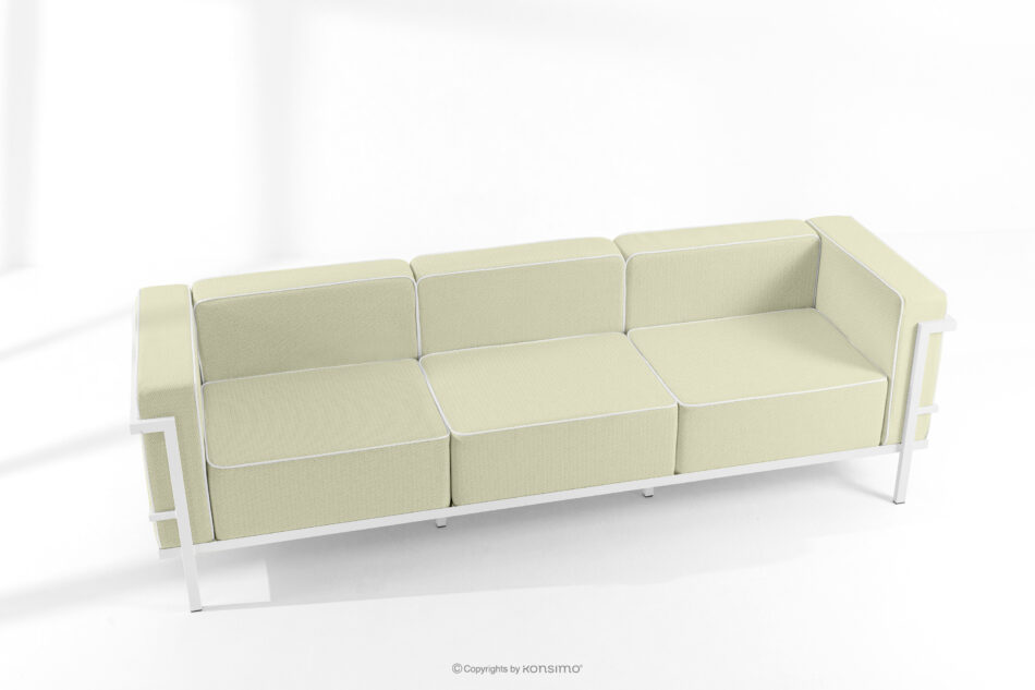 TRIGLO Nowoczesna sofa ogrodowa 3 na metalowych nóżkach biały/jasny zielony/biały biały/jasny zielony/biały - zdjęcie 1