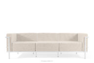 Nowoczesna sofa ogrodowa 3 na metalowych nóżkach biały/ciemny beżowy/biały