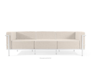 TRIGLO, https://konsimo.pl/kolekcja/triglo/ Nowoczesna sofa ogrodowa 3 na metalowych nóżkach biały/ciemny beżowy/biały biały/ciemny beżowy/biały - zdjęcie