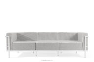 Nowoczesna sofa ogrodowa 3 na metalowych nóżkach biały/ciemny szary/biały