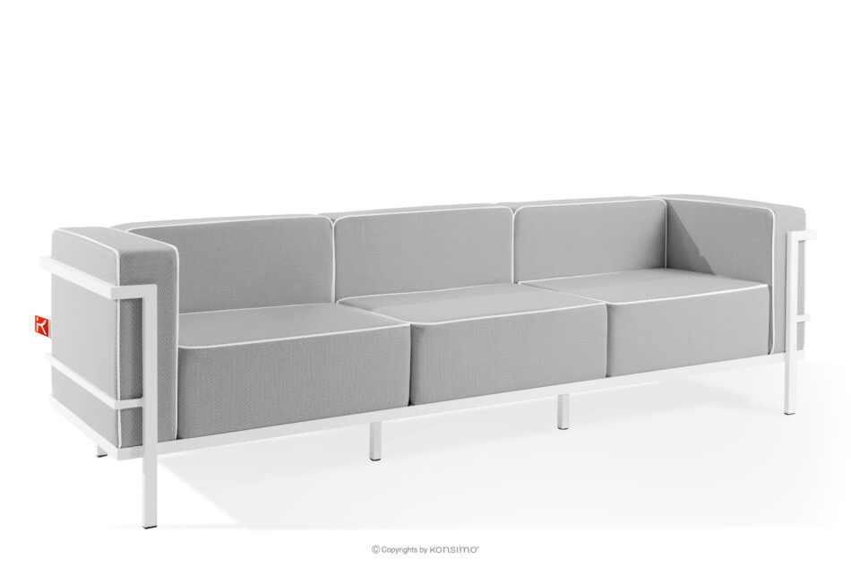 TRIGLO Nowoczesna sofa ogrodowa 3 na metalowych nóżkach biały/ciemny szary/biały biały/ciemny szary/biały - zdjęcie 2