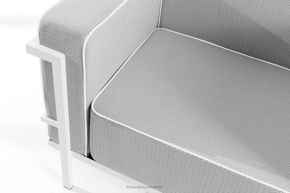 TRIGLO Nowoczesna sofa ogrodowa 3 na metalowych nóżkach biały/ciemny szary/biały biały/ciemny szary/biały - zdjęcie 4