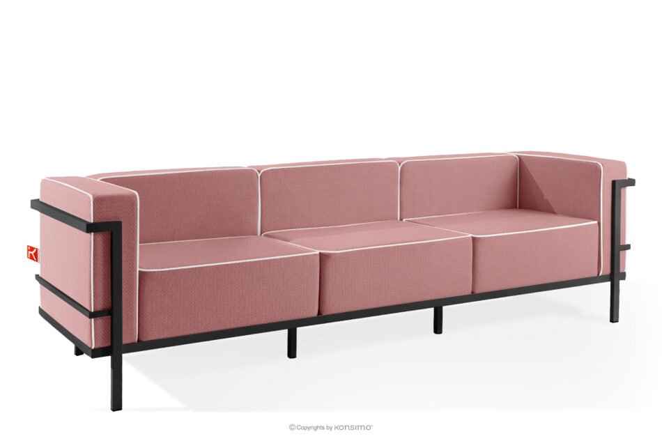 TRIGLO Nowoczesna sofa ogrodowa 3 na metalowych nóżkach ciemny szary/czerwony/biały ciemny szary/czerwony/biały - zdjęcie 2