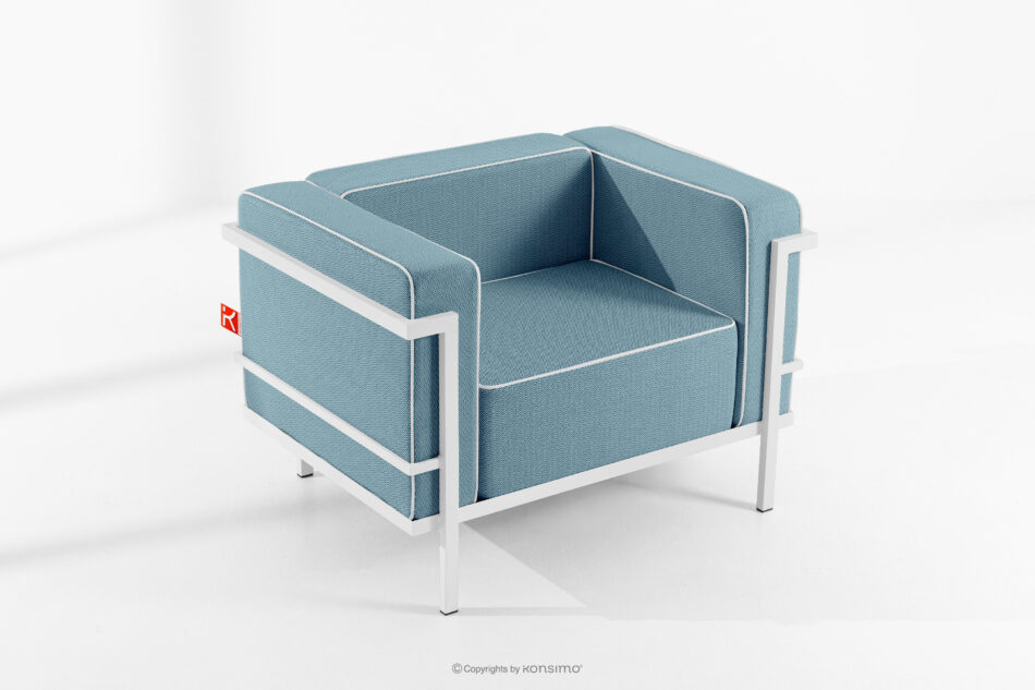 TRIGLO Zestaw mebli ogrodowych 2x fotel, sofa dwuosobowa, stolik biały/morski/biały biały/morski/biały - zdjęcie 17