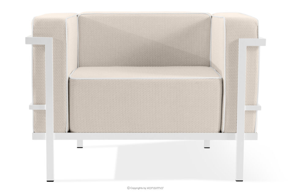 TRIGLO Zestaw mebli ogrodowych 2x fotel, sofa dwuosobowa, stolik biały/ciemny beżowy/biały biały/ciemny beżowy/biały - zdjęcie 5