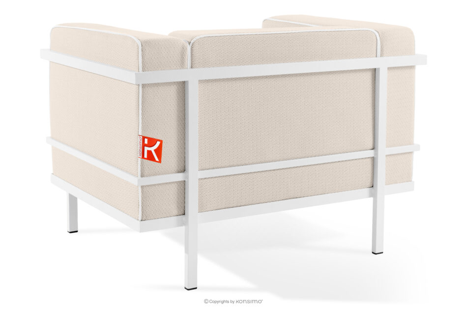 TRIGLO Zestaw mebli ogrodowych 2x fotel, sofa dwuosobowa, stolik biały/ciemny beżowy/biały biały/ciemny beżowy/biały - zdjęcie 7