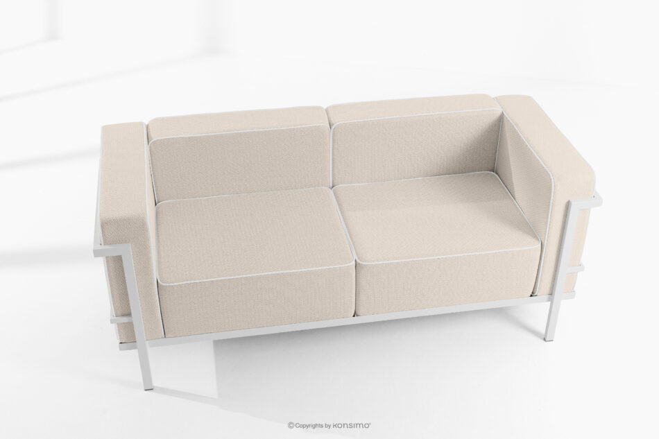 TRIGLO Zestaw mebli ogrodowych 2x fotel, sofa dwuosobowa, stolik biały/ciemny beżowy/biały biały/ciemny beżowy/biały - zdjęcie 1