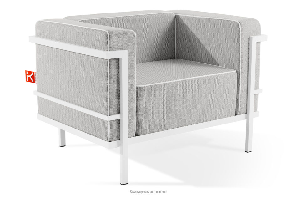 TRIGLO Zestaw mebli ogrodowych 2x fotel, sofa dwuosobowa, stolik biały/ciemny szary/biały biały/ciemny szary/biały - zdjęcie 6