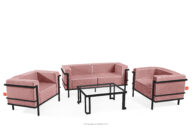 Zestaw mebli ogrodowych 2x fotel, sofa dwuosobowa, stolik ciemny szary/czerwony/biały