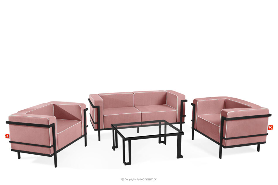 TRIGLO Zestaw mebli ogrodowych 2x fotel, sofa dwuosobowa, stolik ciemny szary/czerwony/biały ciemny szary/czerwony/biały - zdjęcie 0