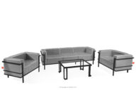 Zestaw mebli ogrodowych 2x fotel, sofa trzyosobowa, stolik ciemny szary/czarny/biały