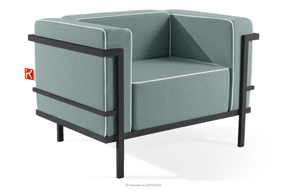 TRIGLO Zestaw mebli ogrodowych 2x fotel, sofa trzyosobowa, stolik ciemny szary/ciemny zielony/biały ciemny szary/ciemny zielony/biały - zdjęcie 6