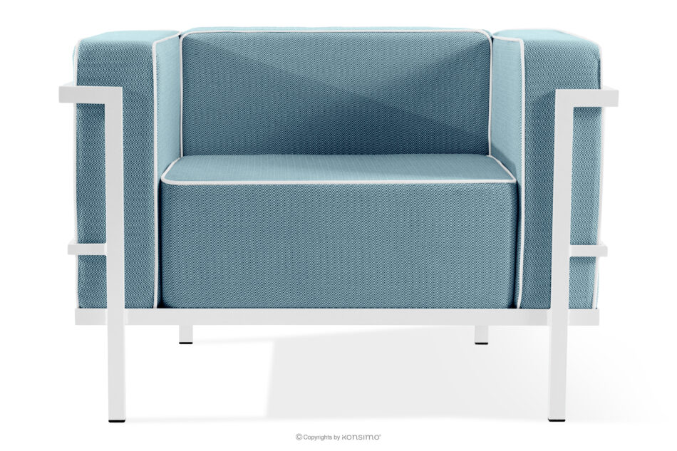 TRIGLO Zestaw mebli ogrodowych 2x fotel, sofa trzyosobowa, stolik biały/morski/biały biały/morski/biały - zdjęcie 5