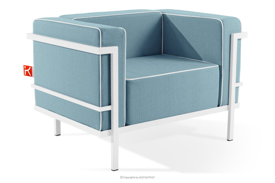 TRIGLO Zestaw mebli ogrodowych 2x fotel, sofa trzyosobowa, stolik biały/morski/biały biały/morski/biały - zdjęcie 6