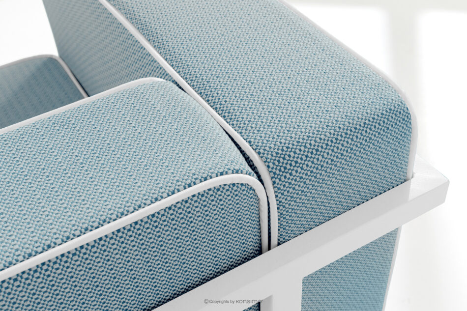 TRIGLO Zestaw mebli ogrodowych 2x fotel, sofa trzyosobowa, stolik biały/morski/biały biały/morski/biały - zdjęcie 9