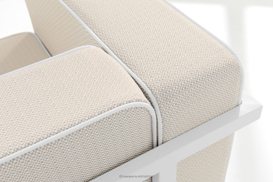 TRIGLO Zestaw mebli ogrodowych 2x fotel, sofa trzyosobowa, stolik biały/ciemny beżowy/biały biały/ciemny beżowy/biały - zdjęcie 9