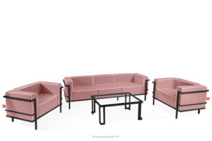 TRIGLO, https://konsimo.pl/kolekcja/triglo/ Zestaw mebli ogrodowych 2x fotel, sofa trzyosobowa, stolik ciemny szary/czerwony/biały ciemny szary/czerwony/biały - zdjęcie