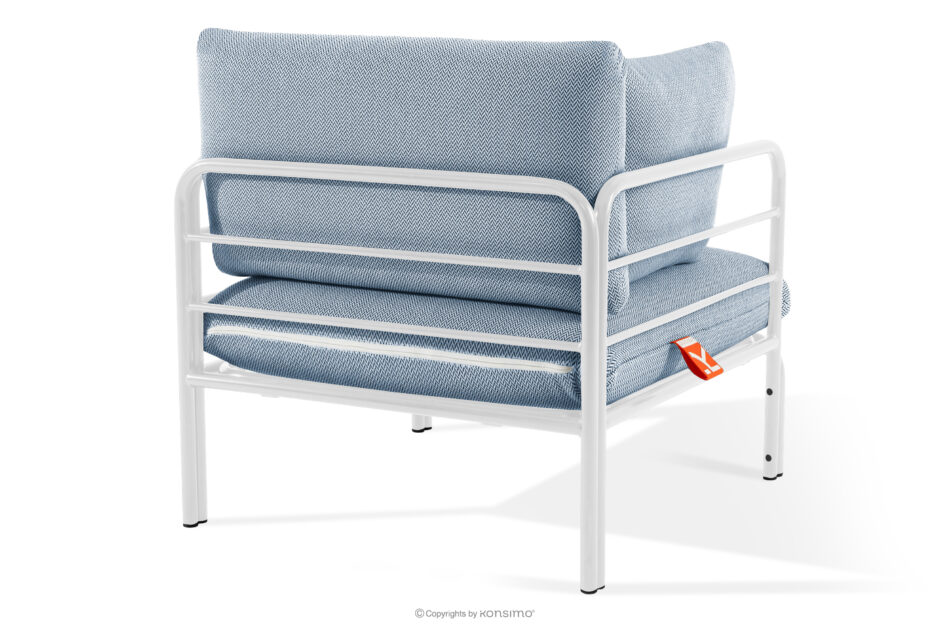 RAMBE Loftowy fotel ogrodowy na metalowych nogach biały/morski/biały biały/morski/biały - zdjęcie 3