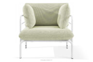Loftowy fotel ogrodowy na metalowych nogach biały/jasny zielony/biały