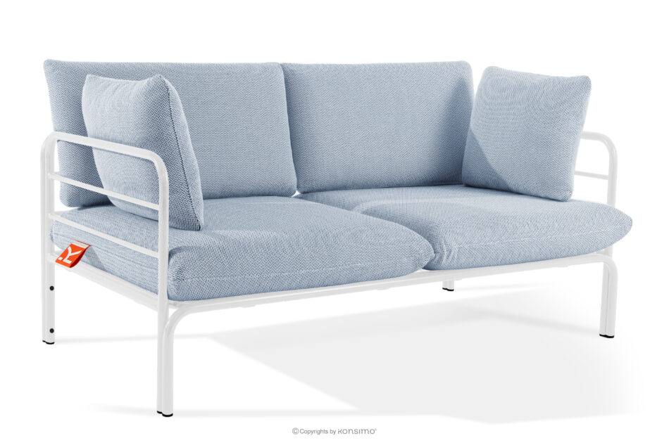 RAMBE Loftowa sofa ogrodowa 2 na metalowych nogach biały/błękitny/biały biały/błękitny/biały - zdjęcie 2