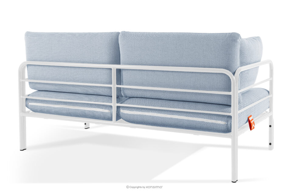 RAMBE Loftowa sofa ogrodowa 2 na metalowych nogach biały/błękitny/biały biały/błękitny/biały - zdjęcie 3