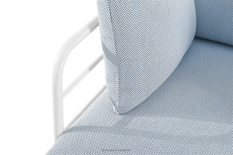 RAMBE Loftowa sofa ogrodowa 2 na metalowych nogach biały/błękitny/biały biały/błękitny/biały - zdjęcie 6