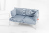 RAMBE Loftowa sofa ogrodowa 2 na metalowych nogach biały/błękitny/biały biały/błękitny/biały - zdjęcie 2