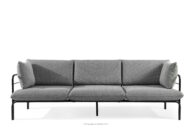 Loftowa sofa ogrodowa 3 na metalowych nogach antracytowy/czarny/biały