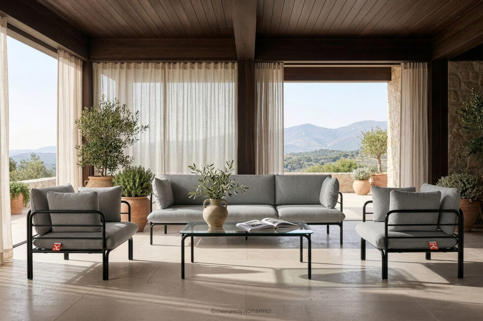 RAMBE Loftowa sofa ogrodowa 3 na metalowych nogach antracytowy/czarny/biały antracytowy/czarny/biały - zdjęcie 10