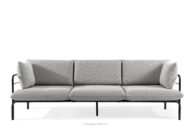 Loftowa sofa ogrodowa 3 na metalowych nogach antracytowy/ciemny szary/biały